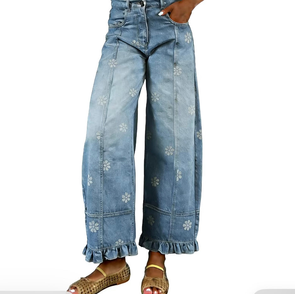Floral Barrel Jeans