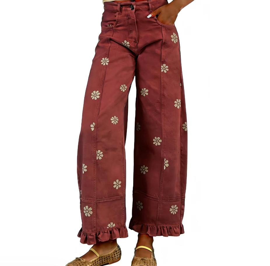 Floral Barrel Jeans