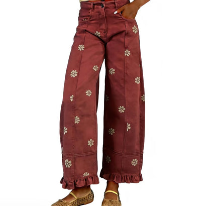 Floral Barrel Jeans