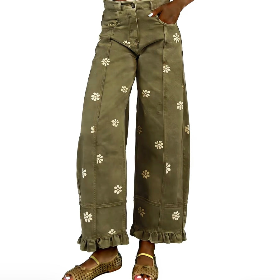 Floral Barrel Jeans