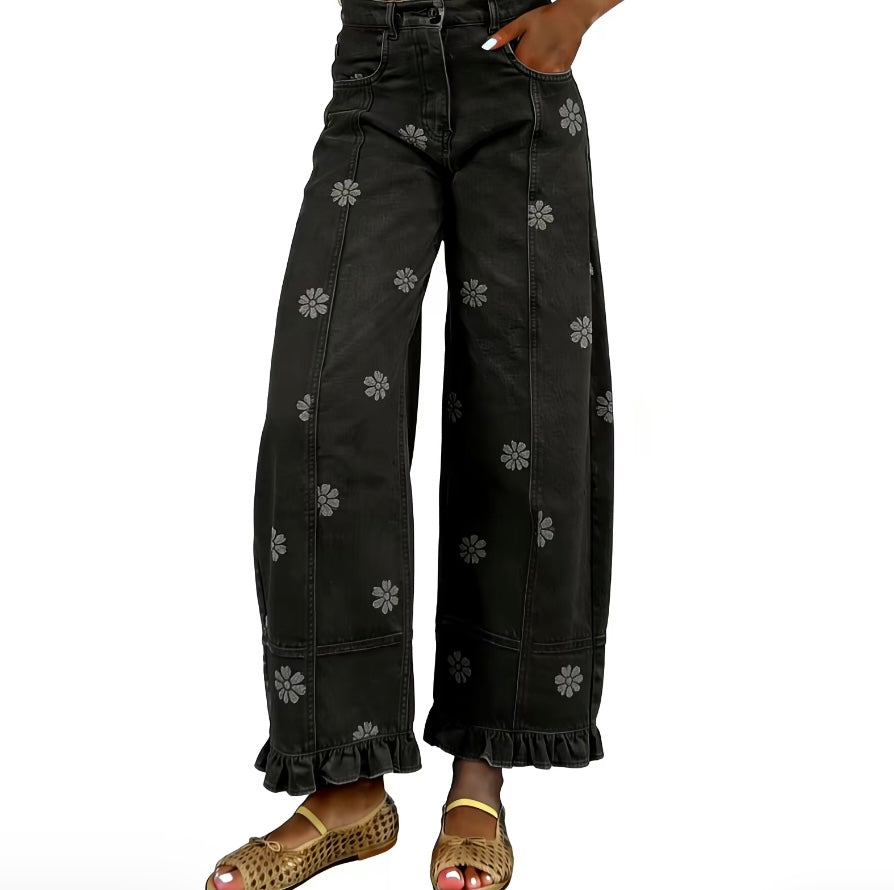 Floral Barrel Jeans