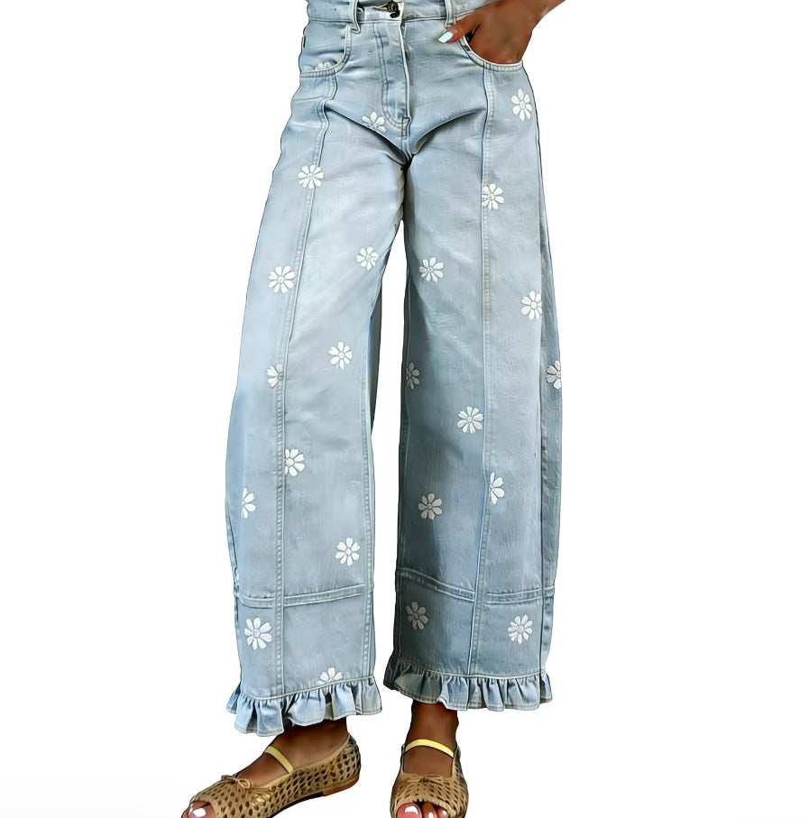 Floral Barrel Jeans